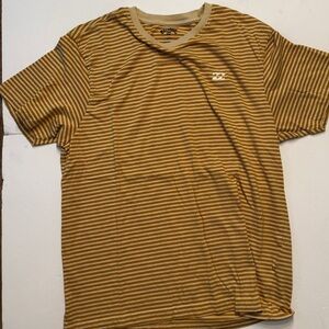 NWOT Billabong Men's Striped Yellow, Cream and Orange T-Shirt